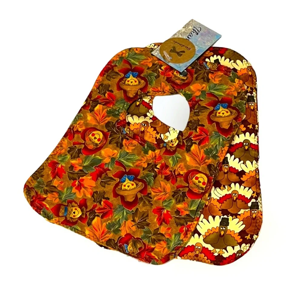 Lot/2 Handmade Thanksgiving Bibs OOAK